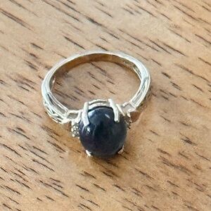 Simulated Blue Star Sapphire Ring, 10K yellow gold